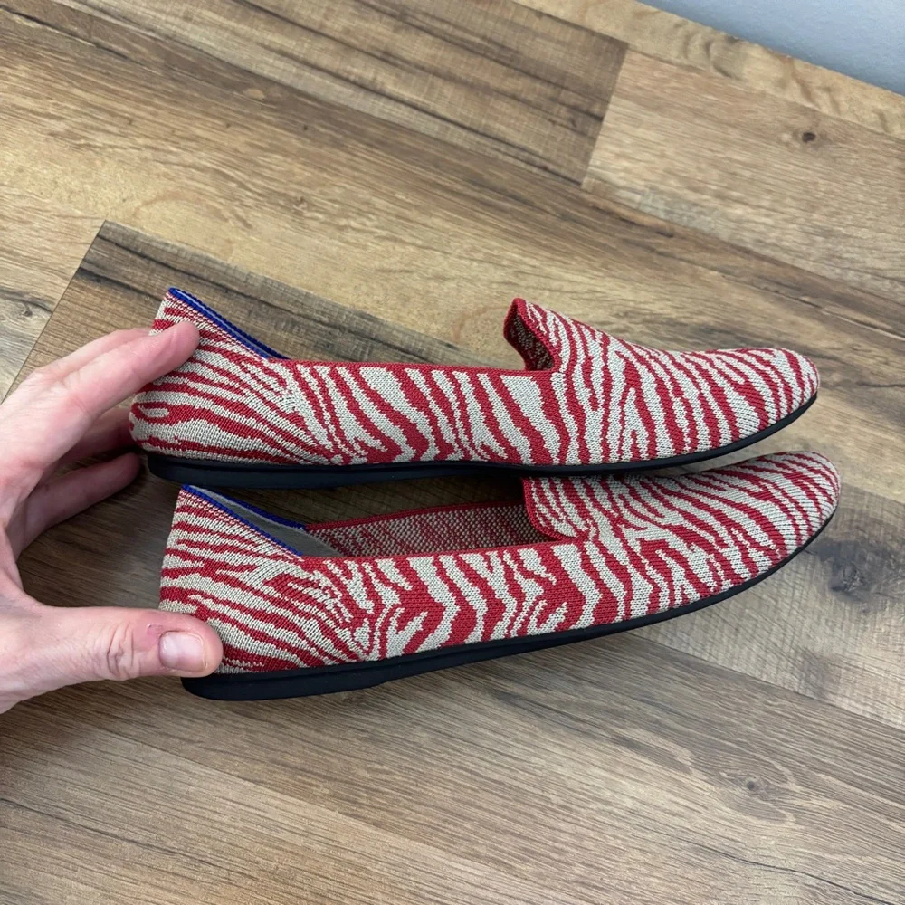 Rothy’s The Loafer Zebra Knit Flats Animal Print Limited Edition Red - Picture 8 of 9